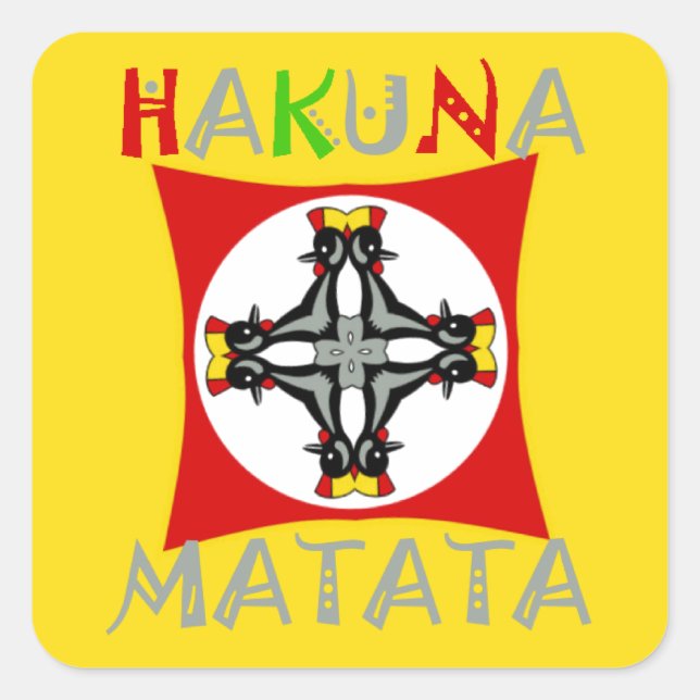 Sticker Carré Hakuna Matata Fun Rasta Couleurs : Vibrant et sans (Devant)