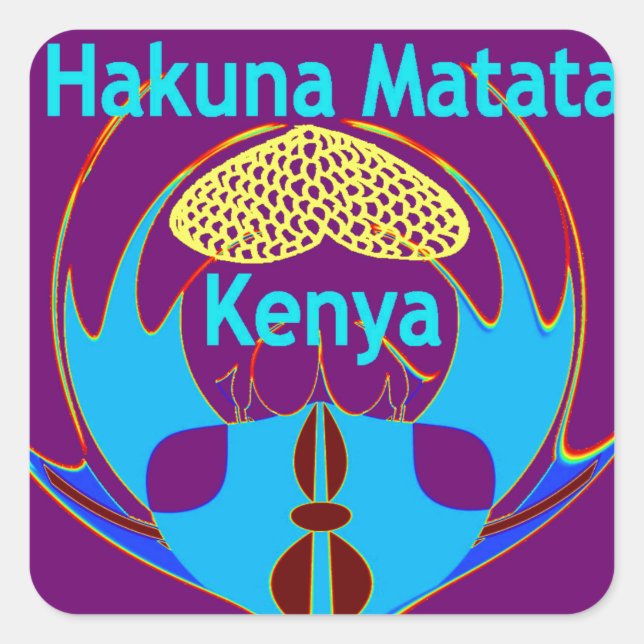 Sticker Carré "Hakuna Matata Kenya" Papillon Art Imprimer/Graphi (Devant)