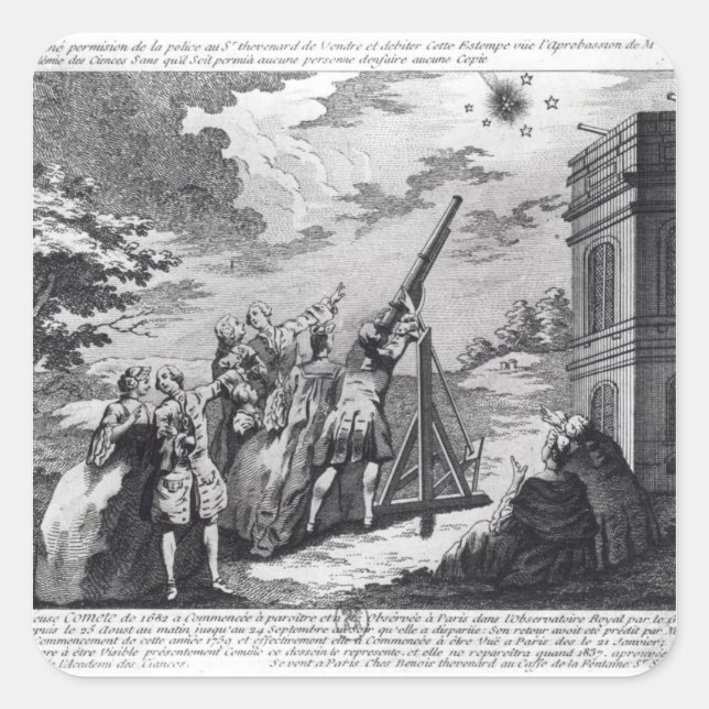 Sticker Carré Halley's Comet Observé en 1759 par Cassini III (Devant)