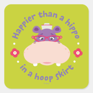 Sticker Carré Hallie - Plus heureux qu'un hippopotame dans une j
