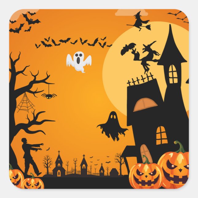 Sticker Carré Halloween (Devant)
