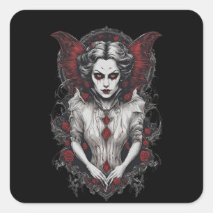 Sticker Carré Halloween 13 vampire, monstre effrayant,