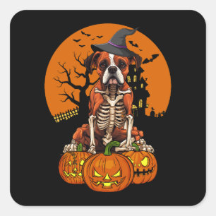 Sticker Carré Halloween allemande de chien de boxe