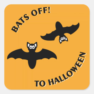Sticker Carré Halloween Bats Orange