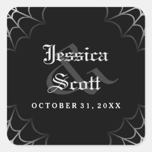 Sticker Carré Halloween Black White Spider Web Mariage gothique