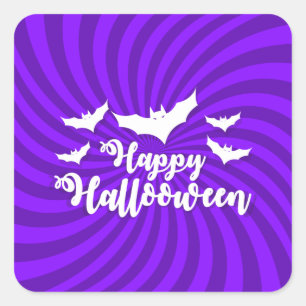 Sticker Carré Halloween - chauves-souris Citrouilles Éffrayantes