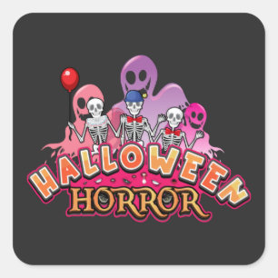 Sticker Carré Halloween Clowns effrayants Horreur