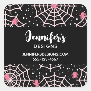 Sticker Carré Halloween Cobwebs & Spiders Motif Business