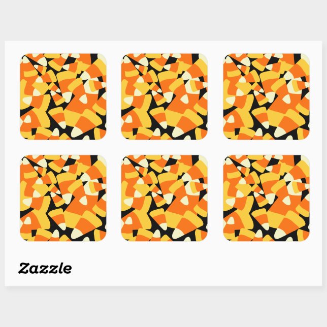 Sticker Carré Halloween Corn Candy Motif sans couture (Feuille)