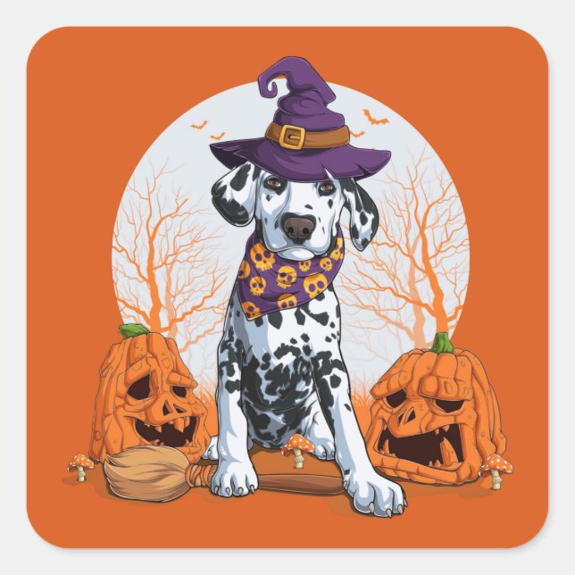 Sticker Carré Halloween Dalmatien (Devant)