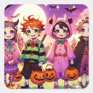 Sticker Carré Halloween d'Anime Kid