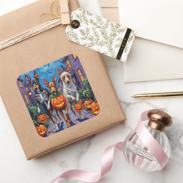 Sticker Carré Halloween de Kelpie australienne (Cadeaux)