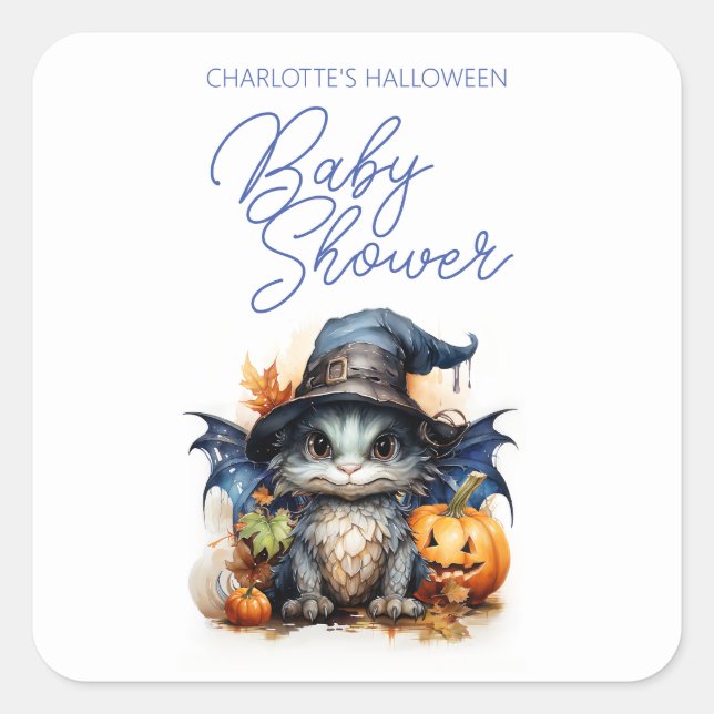 Sticker Carré Halloween de l'aquarelle des enfants de budget (Devant)