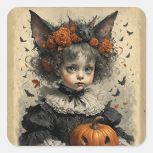 Sticker Carré Halloween déplaisante de fille victorienne