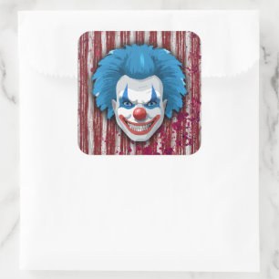 Sticker Carré Halloween du Carnaval de Clown déplaisant