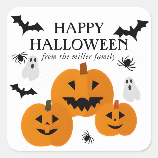 Sticker Carré Halloween, élément Halloween heureux (Devant)
