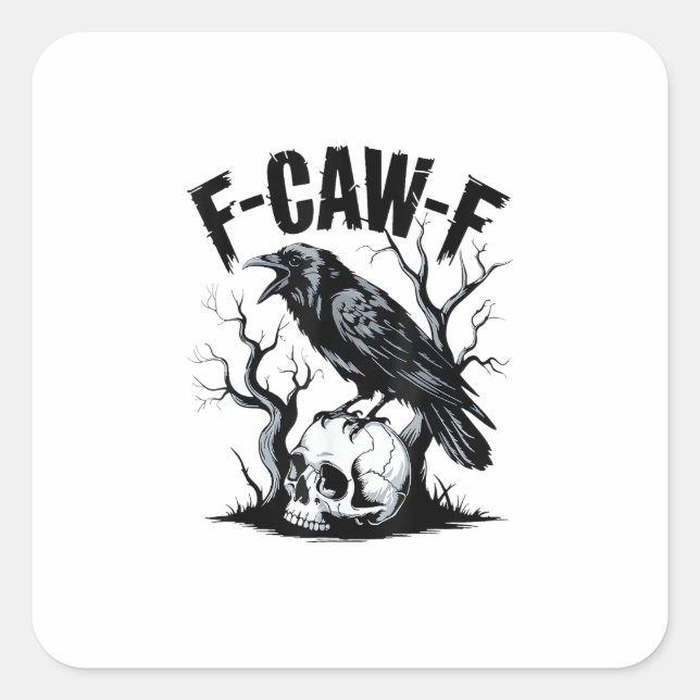 Sticker Carré Halloween F-Caw-F Bird Crow Women Men Retro Classi (Devant)