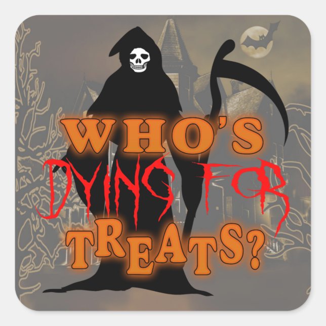 Sticker Carré Halloween faucheuse grise GRHX (Devant)