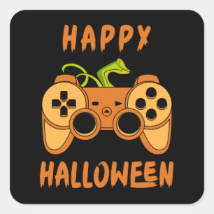 Sticker Carré Halloween Gamer, Joyeux Jeu d'Halloween