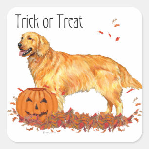 Sticker Carré Halloween Golden Retriever