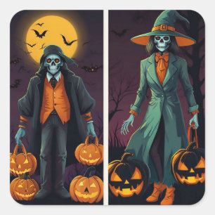 Sticker Carré Halloween hanté