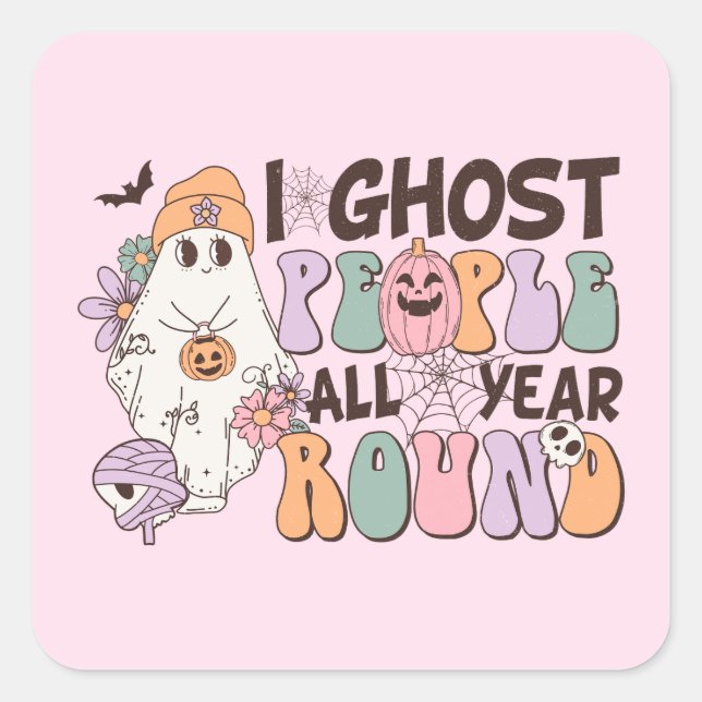 Sticker Carré Halloween I Ghost People (Devant)