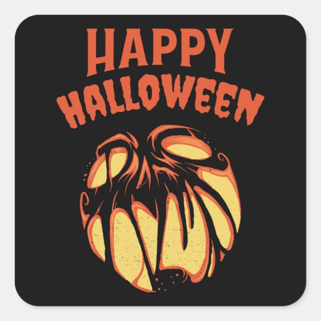 Sticker Carré Halloween Jack oLantern citrouille (Devant)