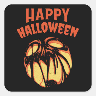 Sticker Carré Halloween Jack oLantern citrouille