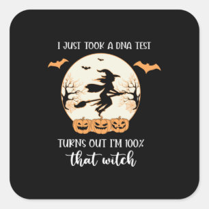 Sticker Carré Halloween Je Viens De Faire Un Test D'ADN Annivers