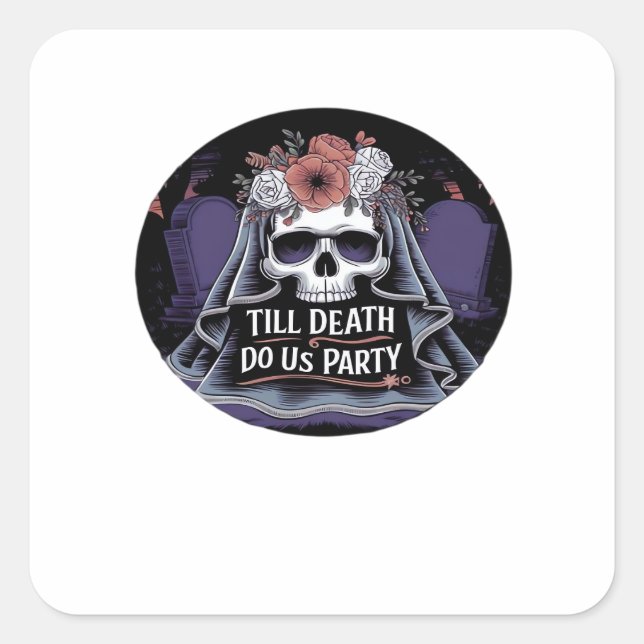 Sticker Carré Halloween Mariage Mariage Éffrayant parti Hallowee (Devant)