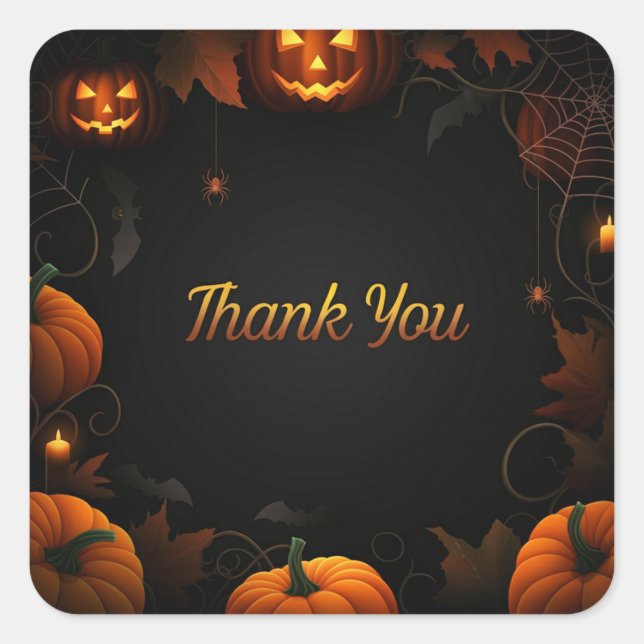 Sticker Carré Halloween "Merci" (Devant)