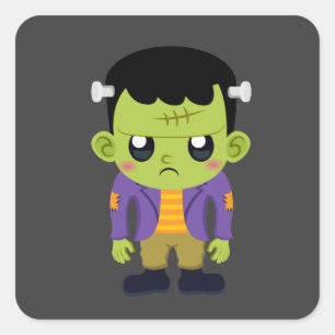 Sticker Carré Halloween monstre Frankenstein Green