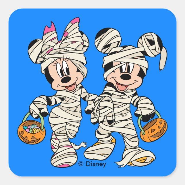Sticker Carré Halloween Mummy Mickey & Minnie (Devant)