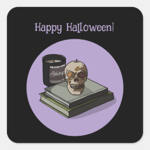 Sticker Carré Halloween Personnalisé Whimsical Funny moderne vio