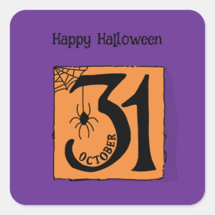 Sticker Carré Halloween Personnalisé Whimsical Funny moderne vio