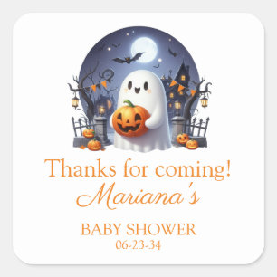 Sticker Carré Halloween Petit Boo Ghost Baby shower