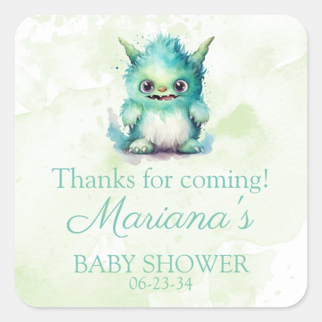 Sticker Carré Halloween Petit Monster Boy Baby shower (Devant)