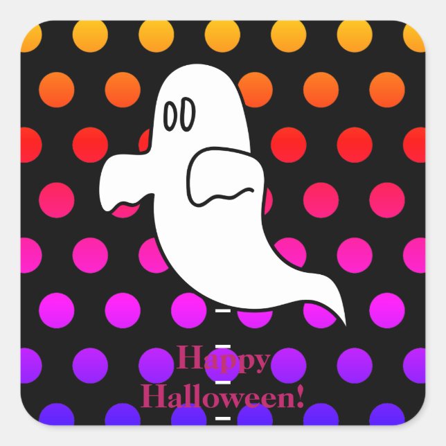 Sticker Carré Halloween pour les enfants fantômes (Devant)