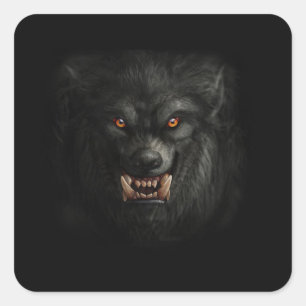 Sticker Carré Halloween Scary Werewolf