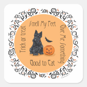 Sticker Carré Halloween Scottish Terrier