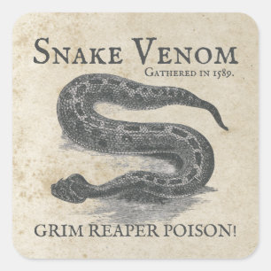 Sticker Carré Halloween Serpent Venom Antique Apothecaire