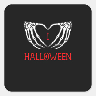 Sticker Carré Halloween Squelette Mains Formant Coeur Gothique