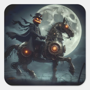 Sticker Carré Halloween Steampunk Horseman sans tête
