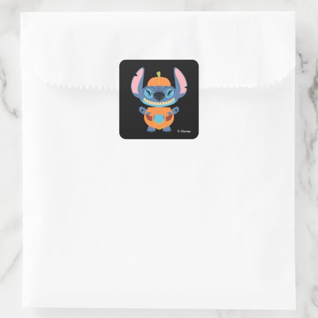 Sticker Carré Halloween Stitch Citrouille (Sac)