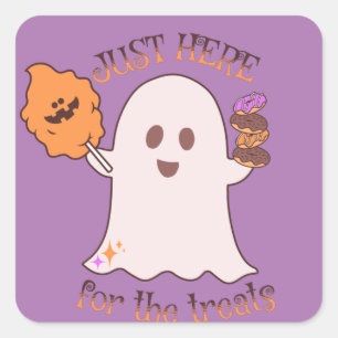 Sticker Carré Halloween Traite Ghost et Sweets Party