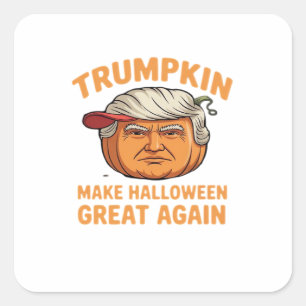 Sticker Carré Halloween Trumpkin - Citation parodique Éffrayante