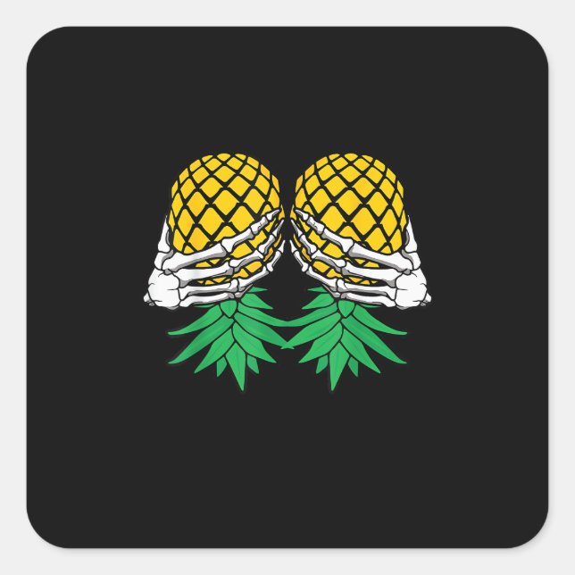 Sticker Carré Halloween vers le haut vers le bas de l'ananas squ (Devant)