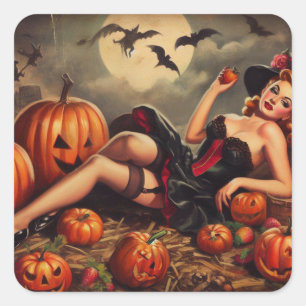 Sticker Carré Halloween vintage vers le haut