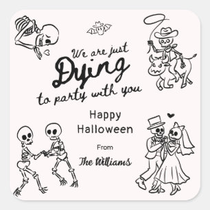 Sticker Carré Halloween Whimsical Quirky Main Drake Doodles