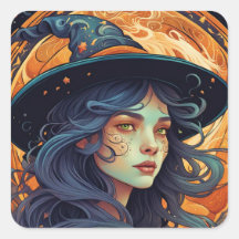 Sticker Carré Halloween Witch